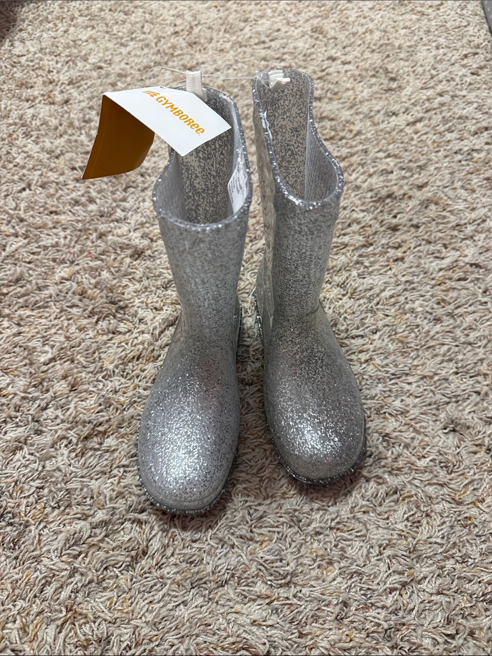 Gymboree Silver Glitter Kids Rain Boots